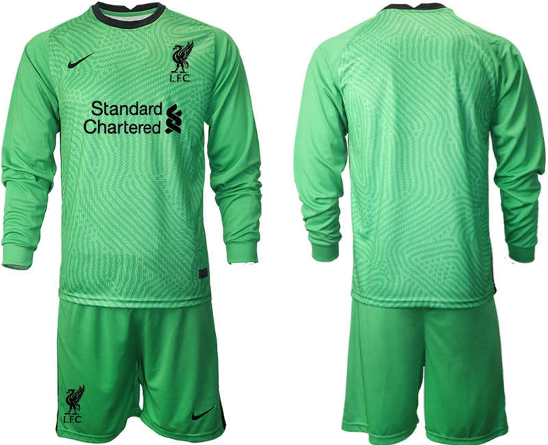 2021 Men Liverpool green goalkeeper long sleeve soccer jerseys